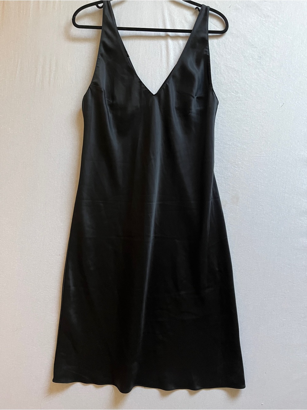 Victoria's Secret Classic Black V-Neck Slip Satin Dress Large